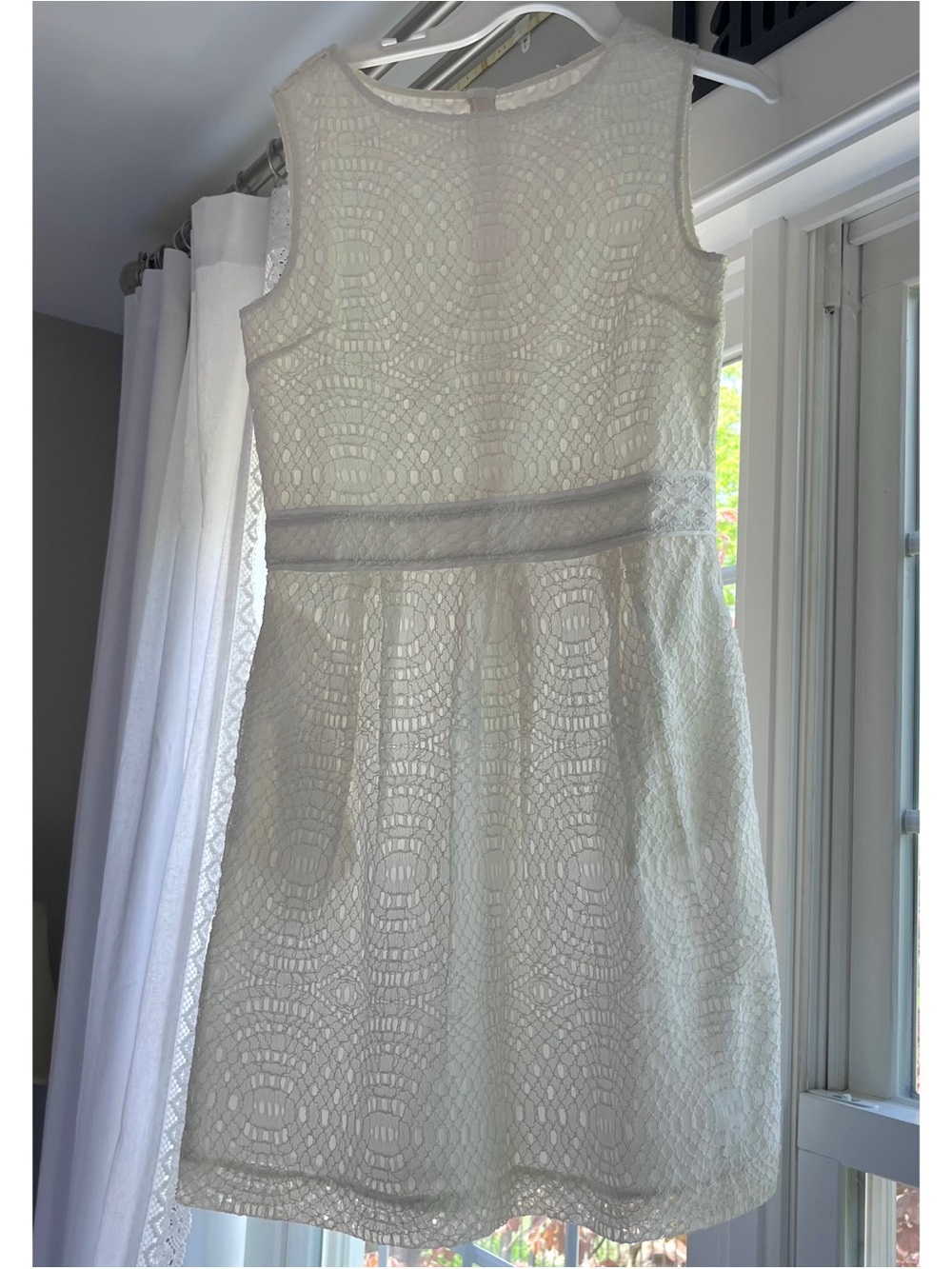 Girls Sleeveless White Lace Fit & Flare Dress